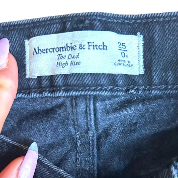 Abercrombie & Fitch Asymmetric crisscross The Dad High Rise Black Jeans 25/0 - Picture 7 of 15